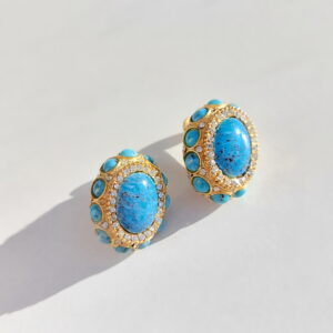 Клипсы винтажные бирюзовые — изображение 1